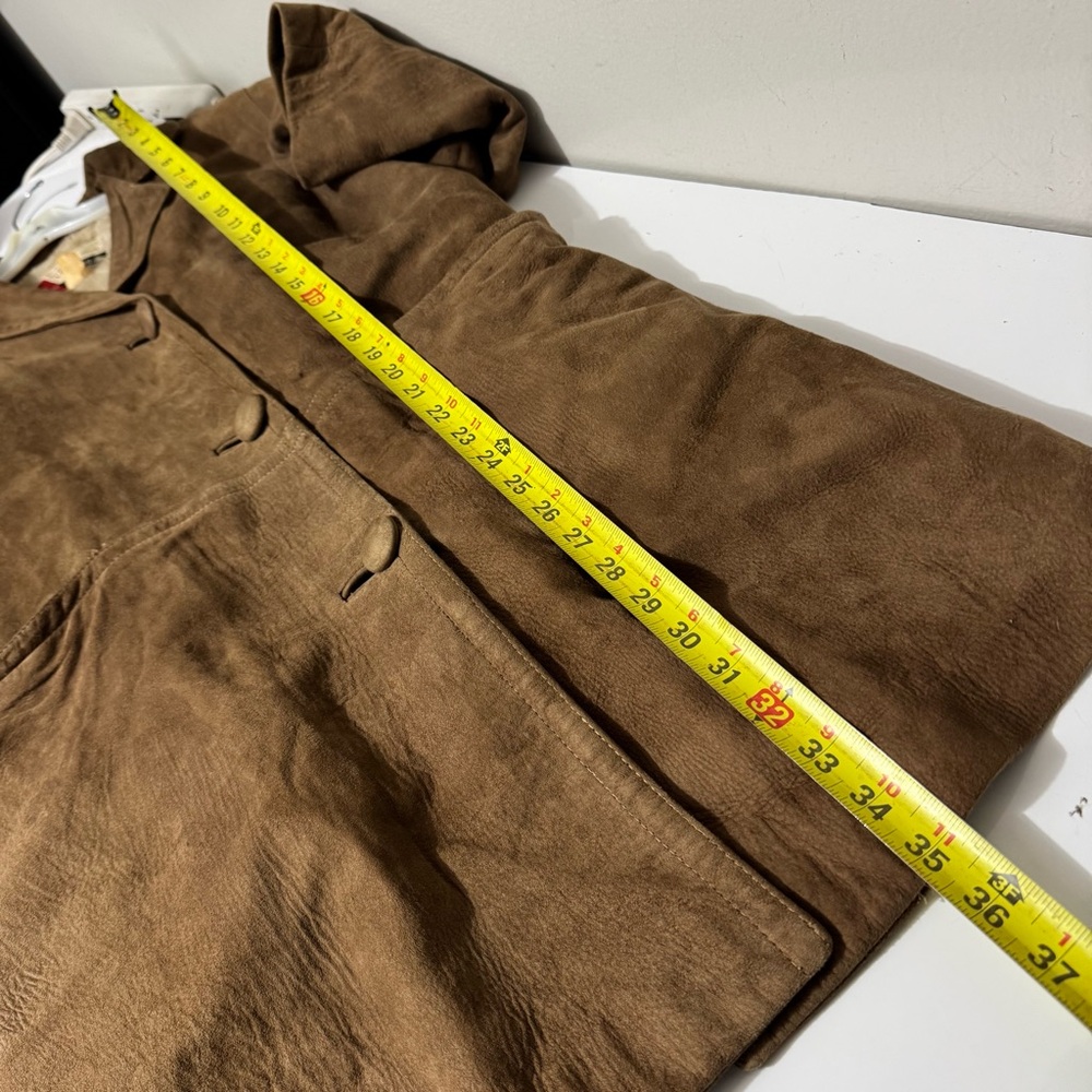 Vintage suede western bohemian Indie brown fur lined long coat size 12 - Picture 5 of 6